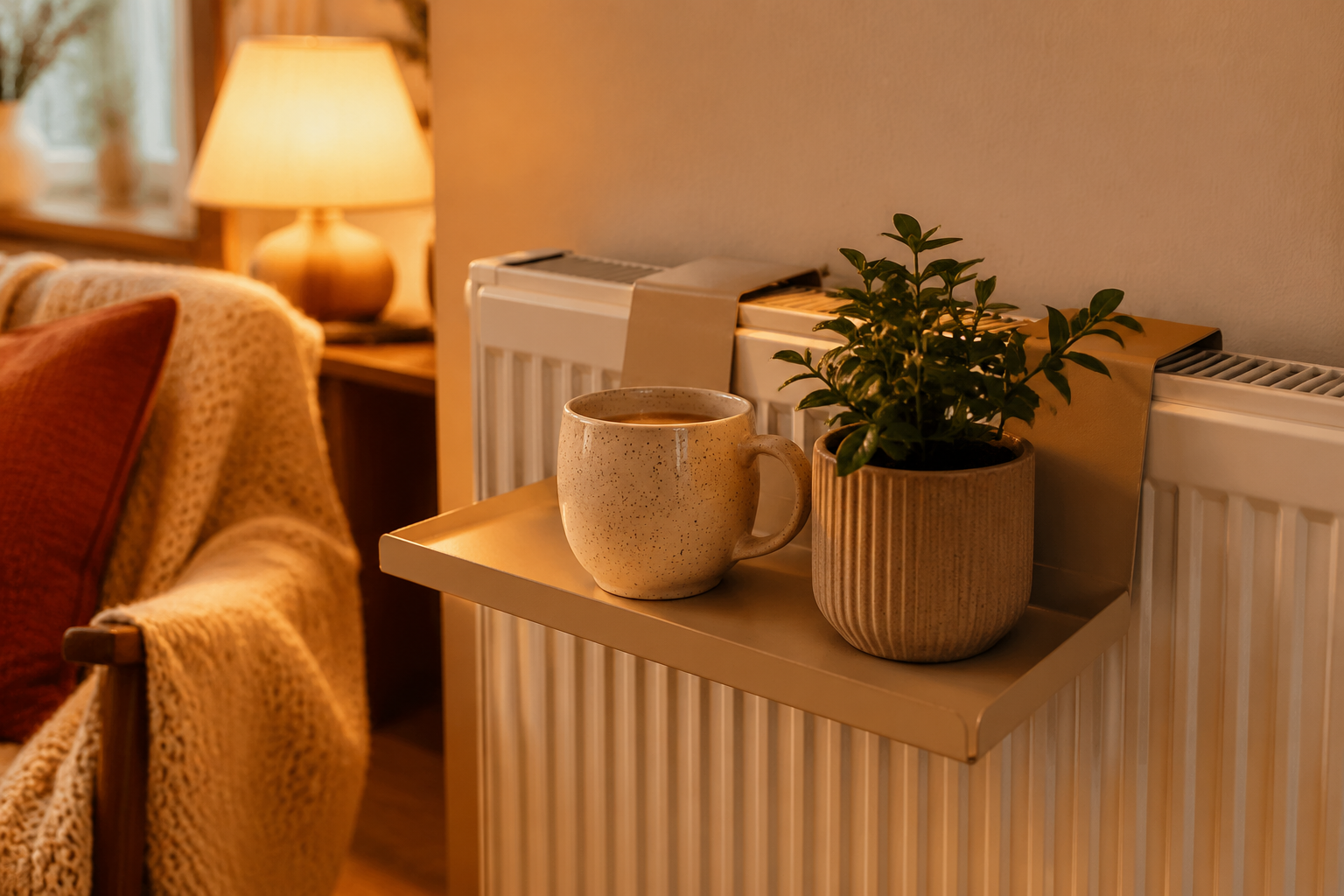 Magnetic Radiator Shelf in use
